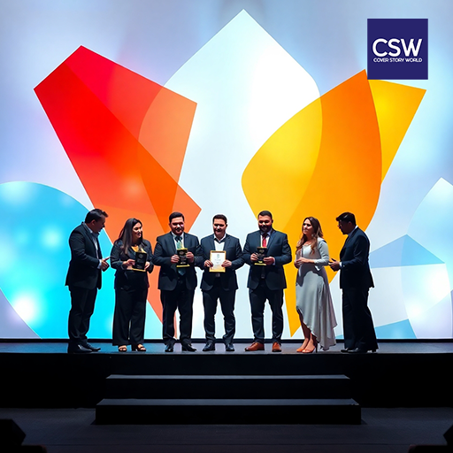 Award recipients on stage at The Cover Story World Magazine awards gala ceremony