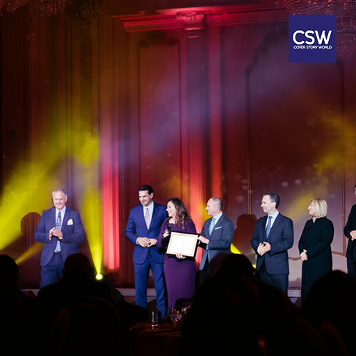 Middle East business leaders networking at The Cover Story World Magazine event exhibition